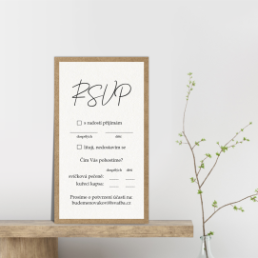 Odpovědní kartičkou (RSVP) potvrďte účast na svatbě. - Craft minimal